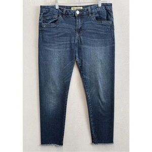 Democracy Jeans Women's Sz 10 Seamless Ankle Skimmer Stretch Raw Hem Blue Denim